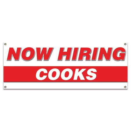 Signmission Now Hiring Cooks Banner Apply Inside Accepting Application Single Sided B-30222